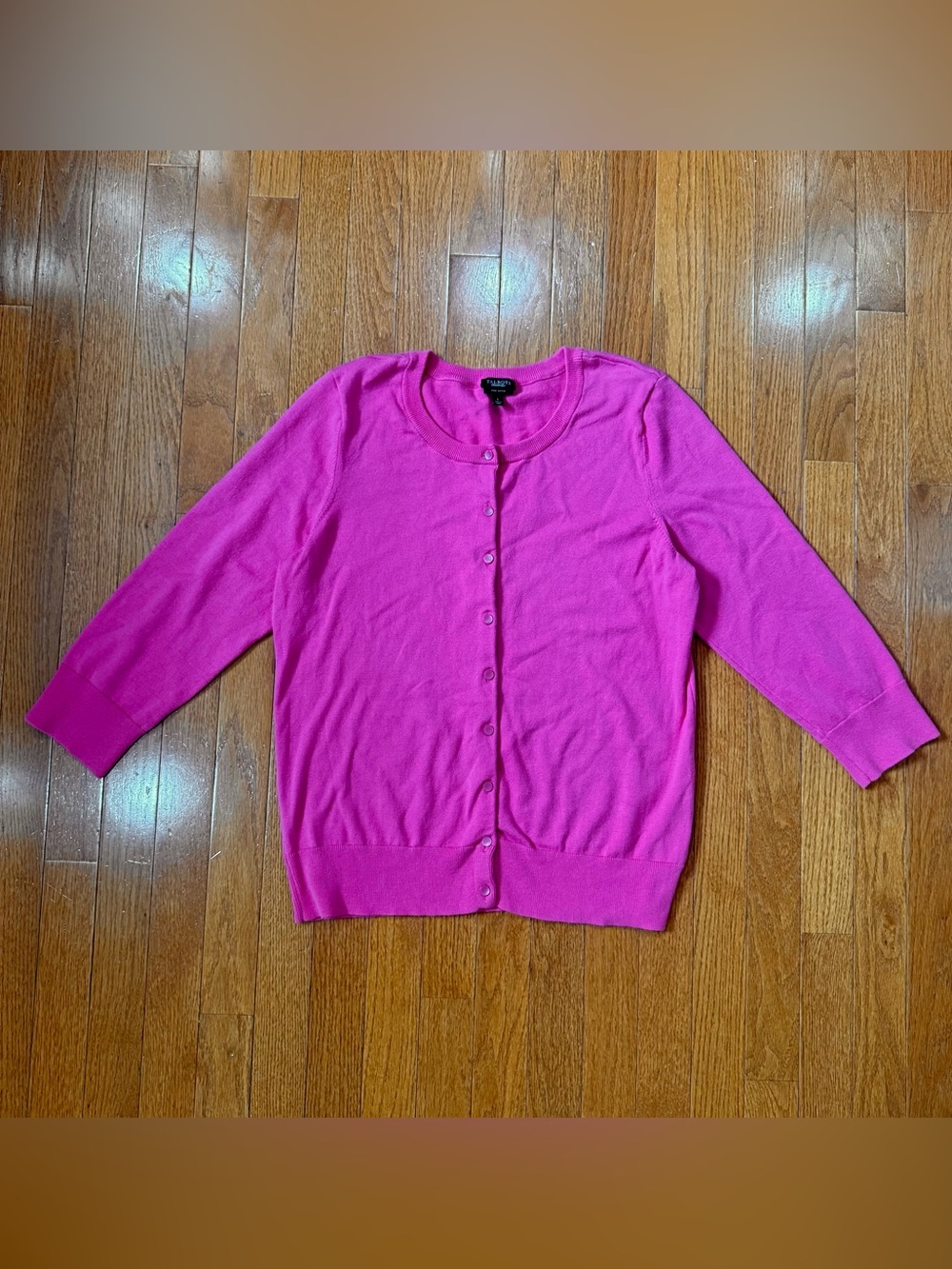 Talbots Women’s Large 3/4 Sleeve Pima Cotton Cardigan Sweater Crewneck Button Up